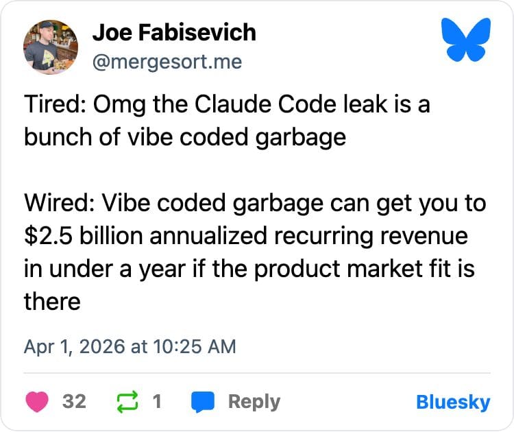 Meme about the Claude Code source leak and open source forks